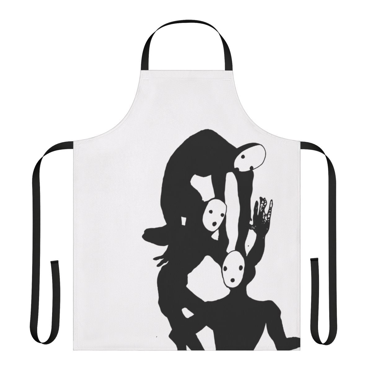 Black and white illustration of a tragedian character from the video game Pathologic, printed on a high-quality apron.