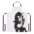 Black and white illustration of a tragedian character from the video game Pathologic, printed on a high-quality apron.