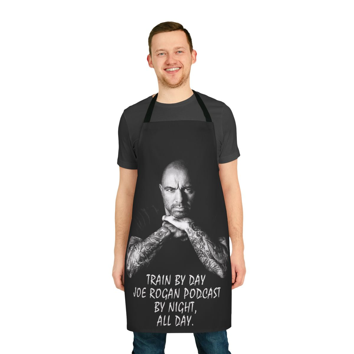 Train By Day Inspired Apron with Joe Rogan Podcast Branding