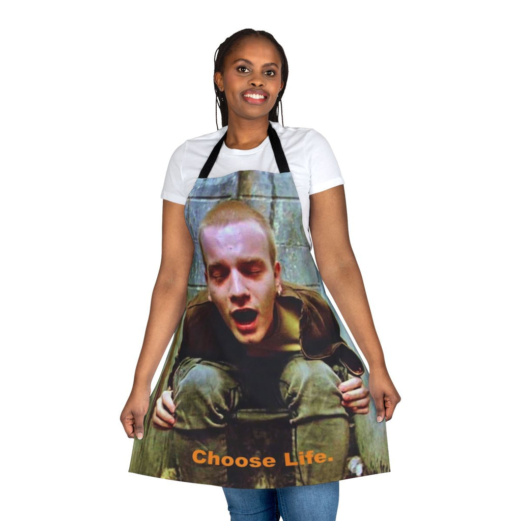 Trainspotting themed apron with iconic imagery and text