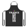 Trance-themed apron with headphones and music-related graphics