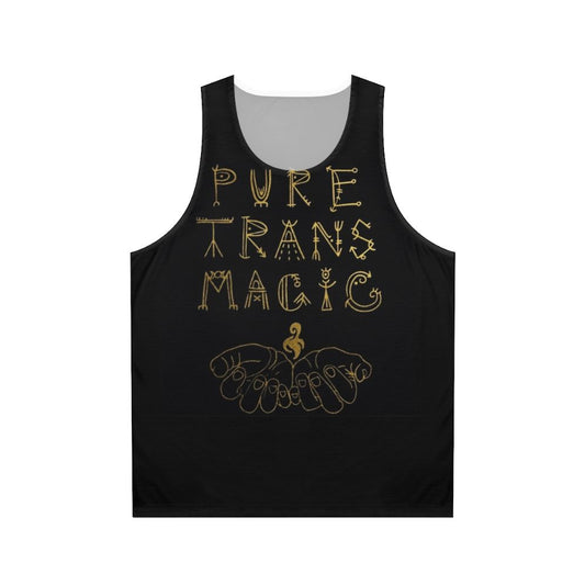 Transgender unisex tank top with trans magic and pagan symbols