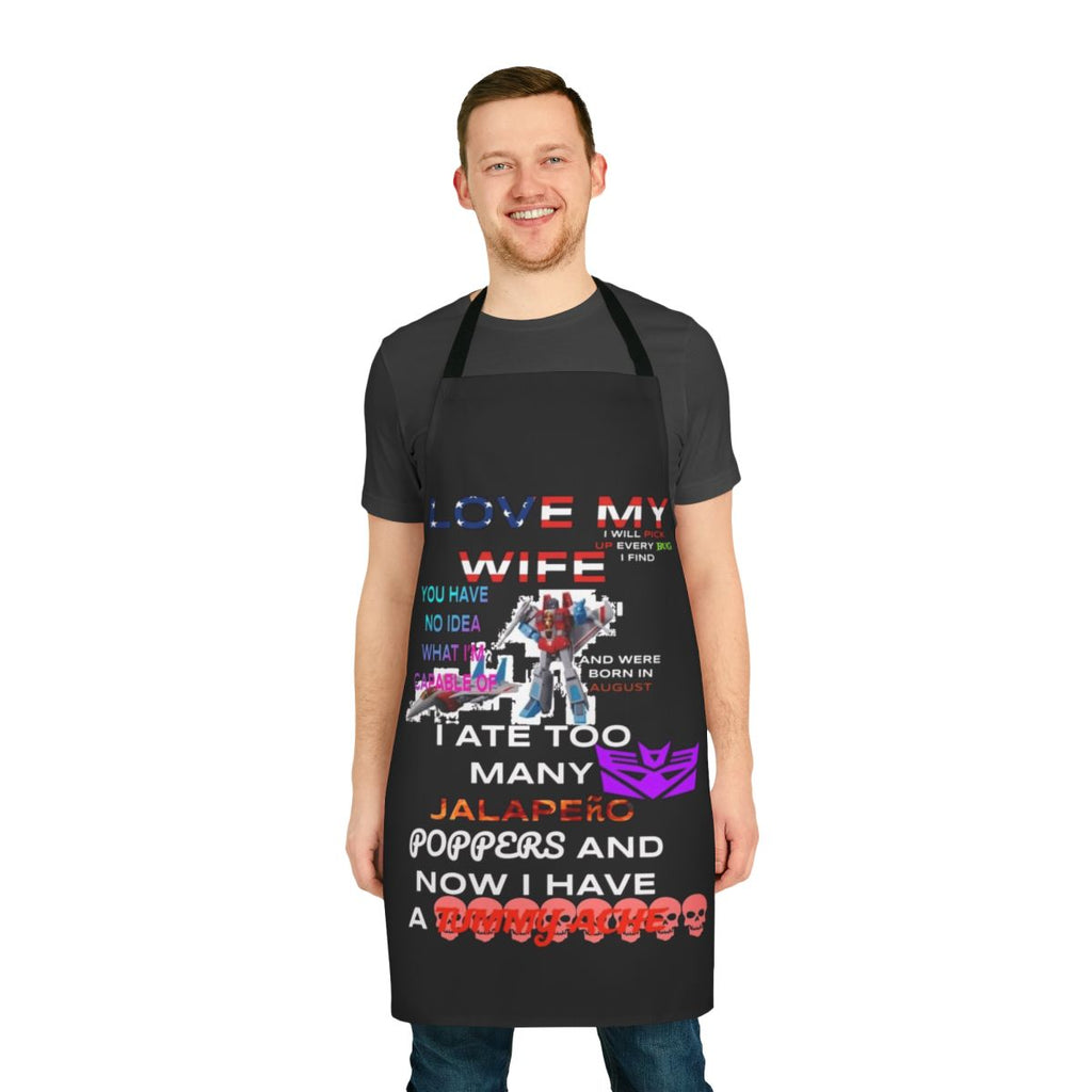 Transformer-themed apron with bold graphic design