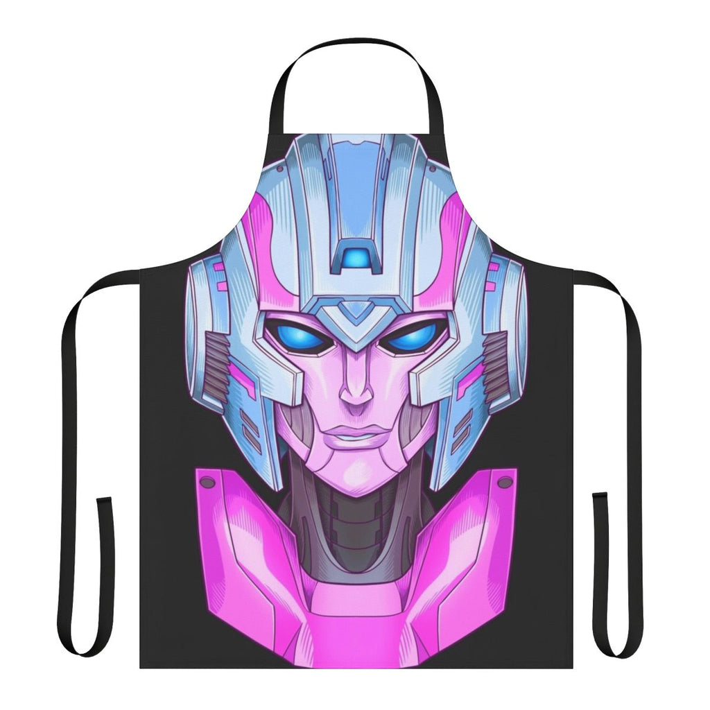 Transformers-inspired apron featuring the Autobot Arcee's mecha-style robot design