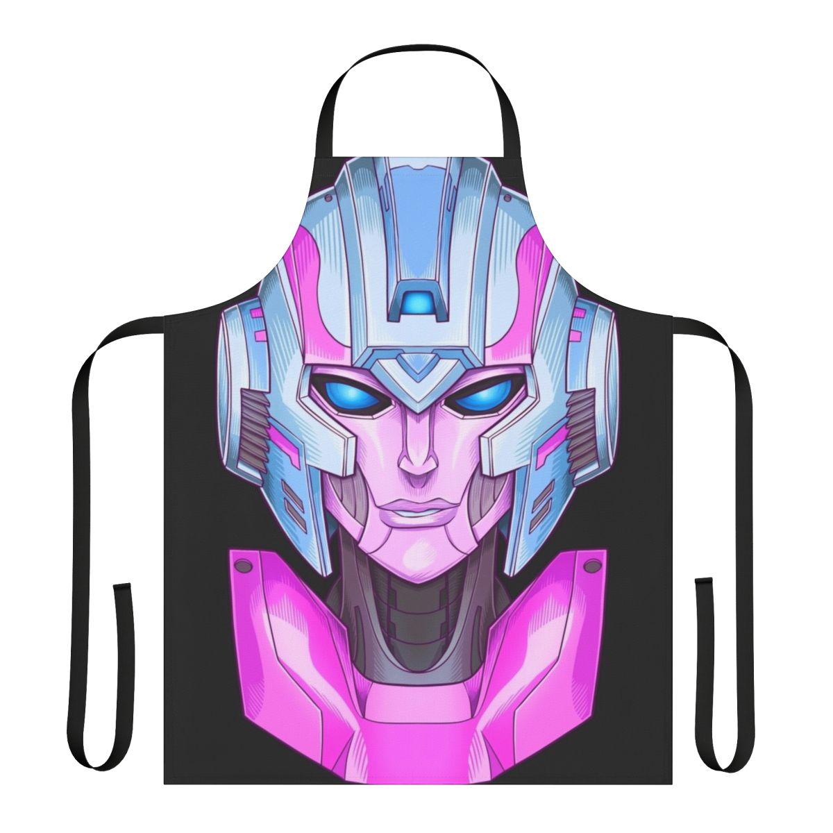 Transformers-inspired apron featuring the Autobot Arcee's mecha-style robot design