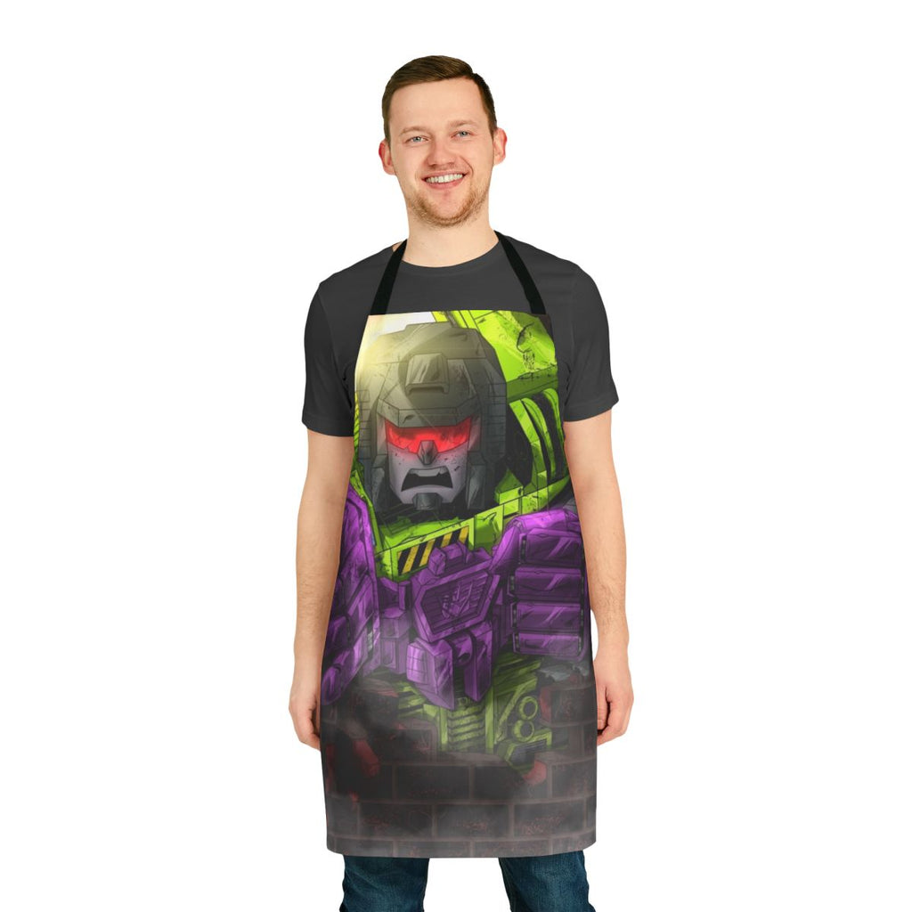 A transformer-themed apron with the Devastator character design