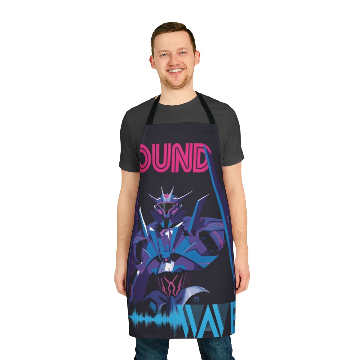 Transformers Soundwave inspired kitchen apron with bold graphic design