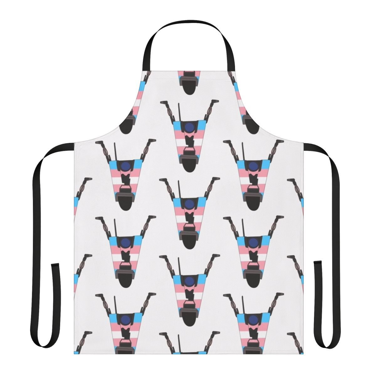 Transgender pride flag-inspired Borderlands Claptrap apron