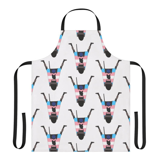 Transgender pride flag-inspired Borderlands Claptrap apron
