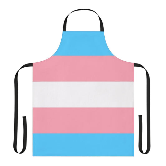 Transgender pride flag-inspired apron with rainbow colors