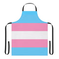 Transgender pride flag themed apron with the trans flag colors and design