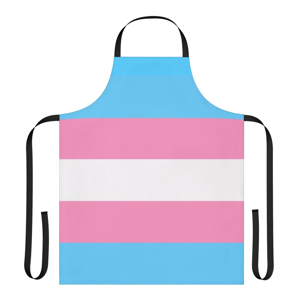 Transgender pride flag themed apron with the trans flag colors and design