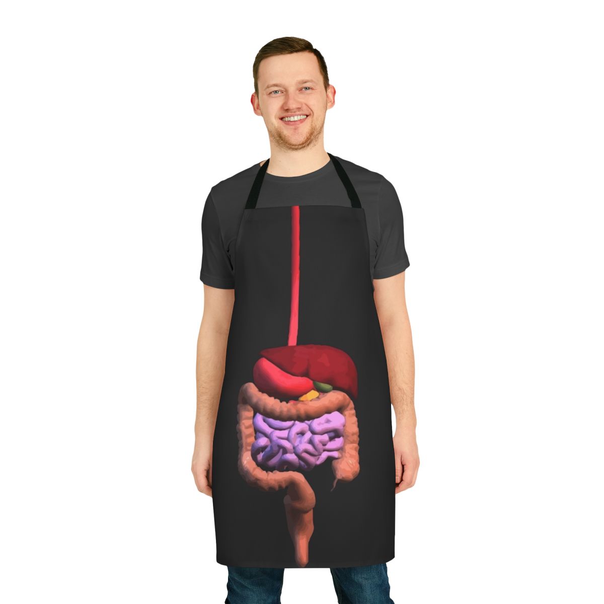 Transparent 3D digestive system design printed on an eco-friendly apron