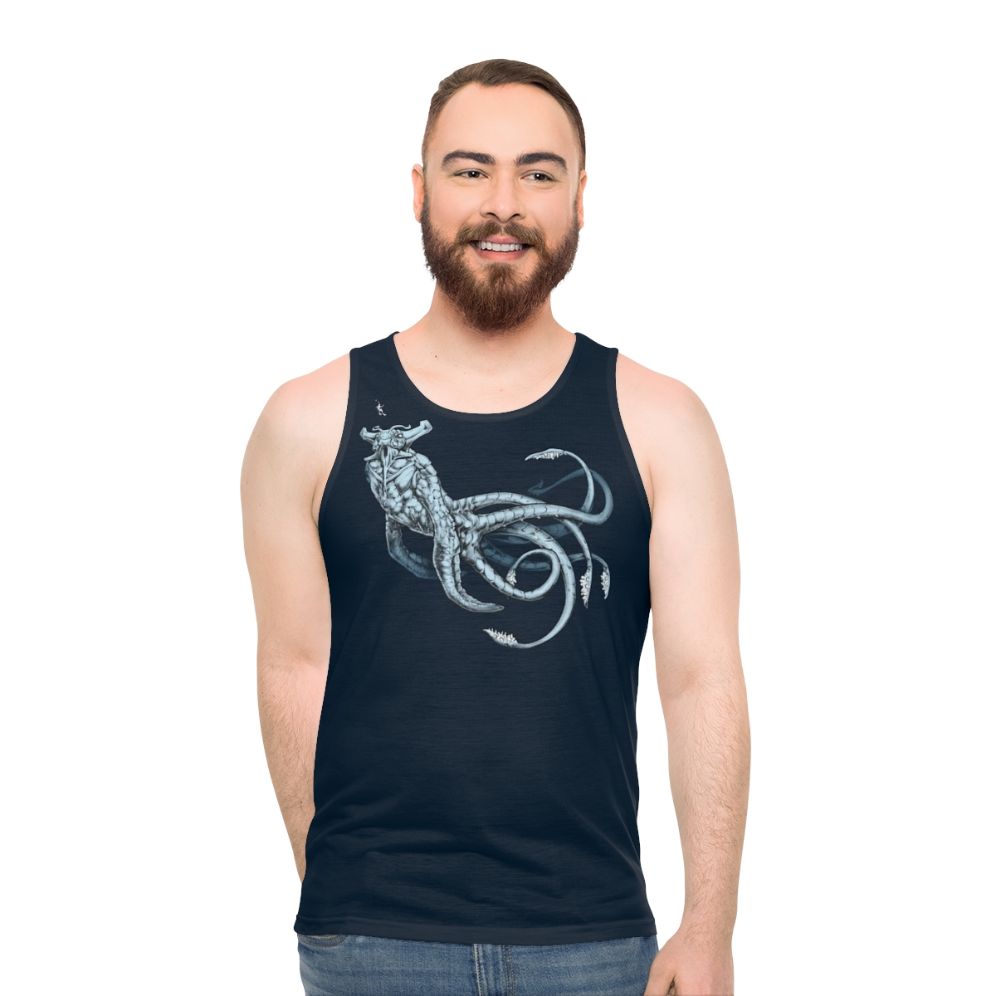 Transparent unisex tank top with sea emperor design