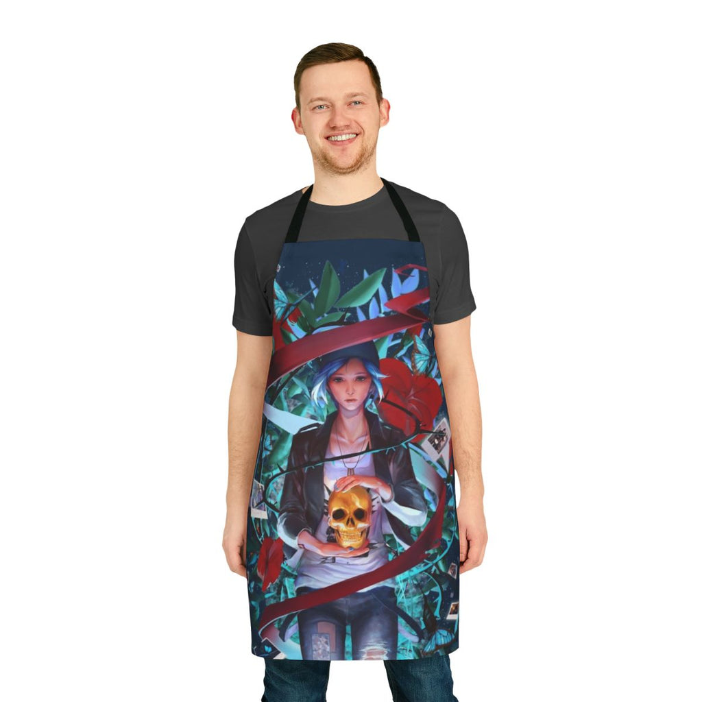 "Trapped by Destiny" apron featuring Chloe Price and Max Caulfield from the video game Life is Strange