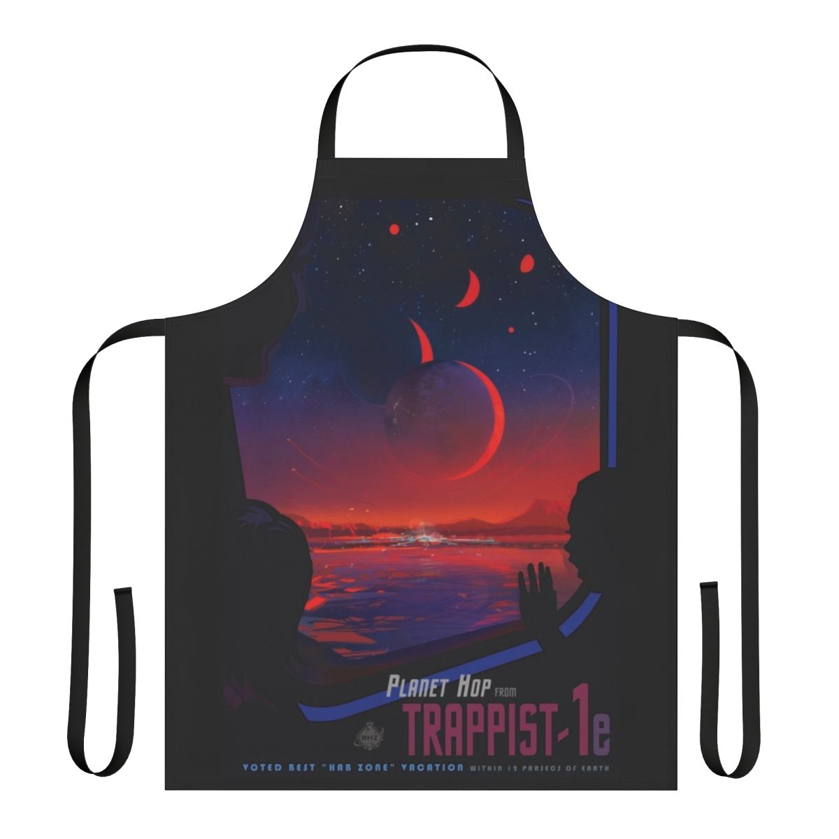 Trappist 1 inspired space exploration poster apron design