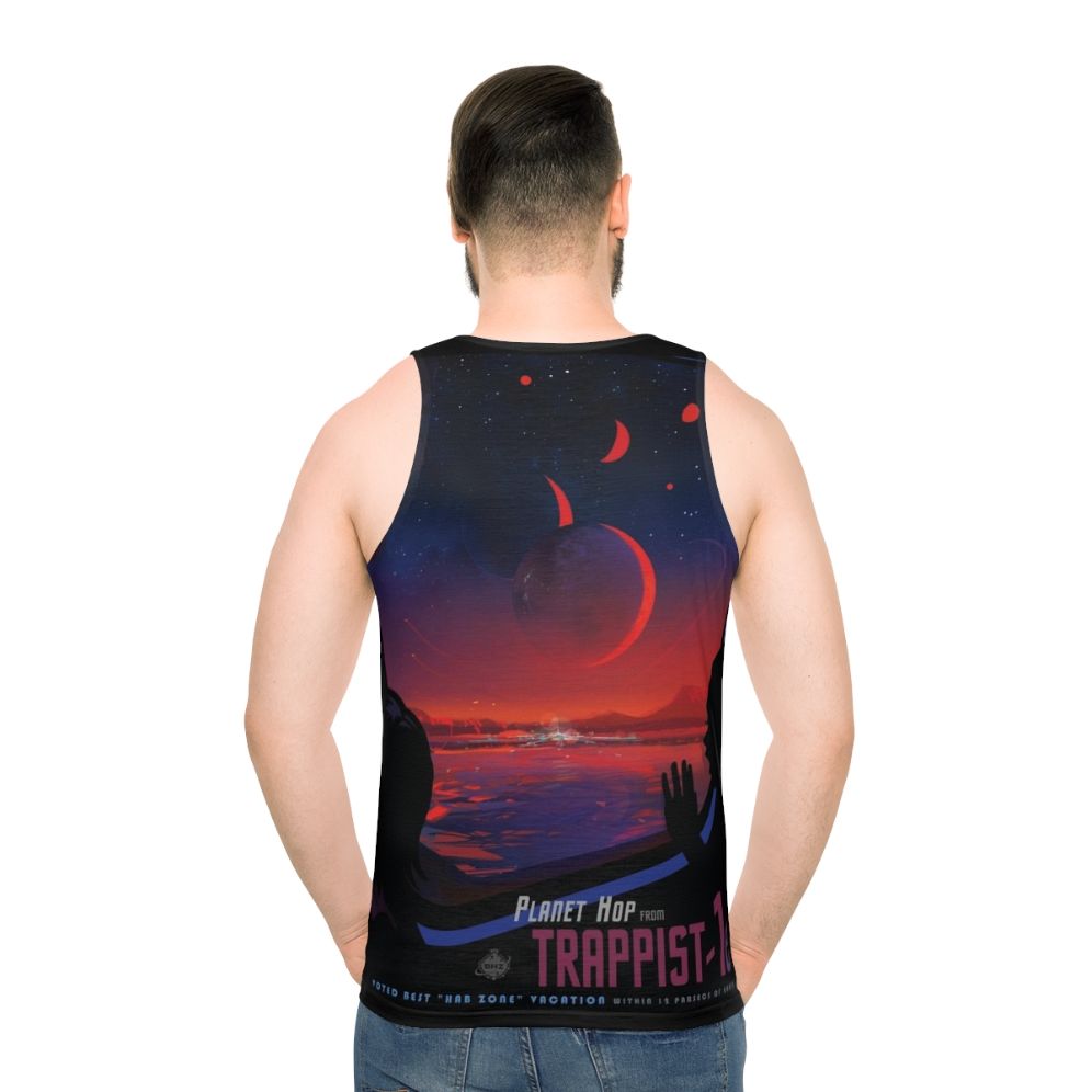 Trappist 1 space travel unisex tank top with vintage NASA and planet design