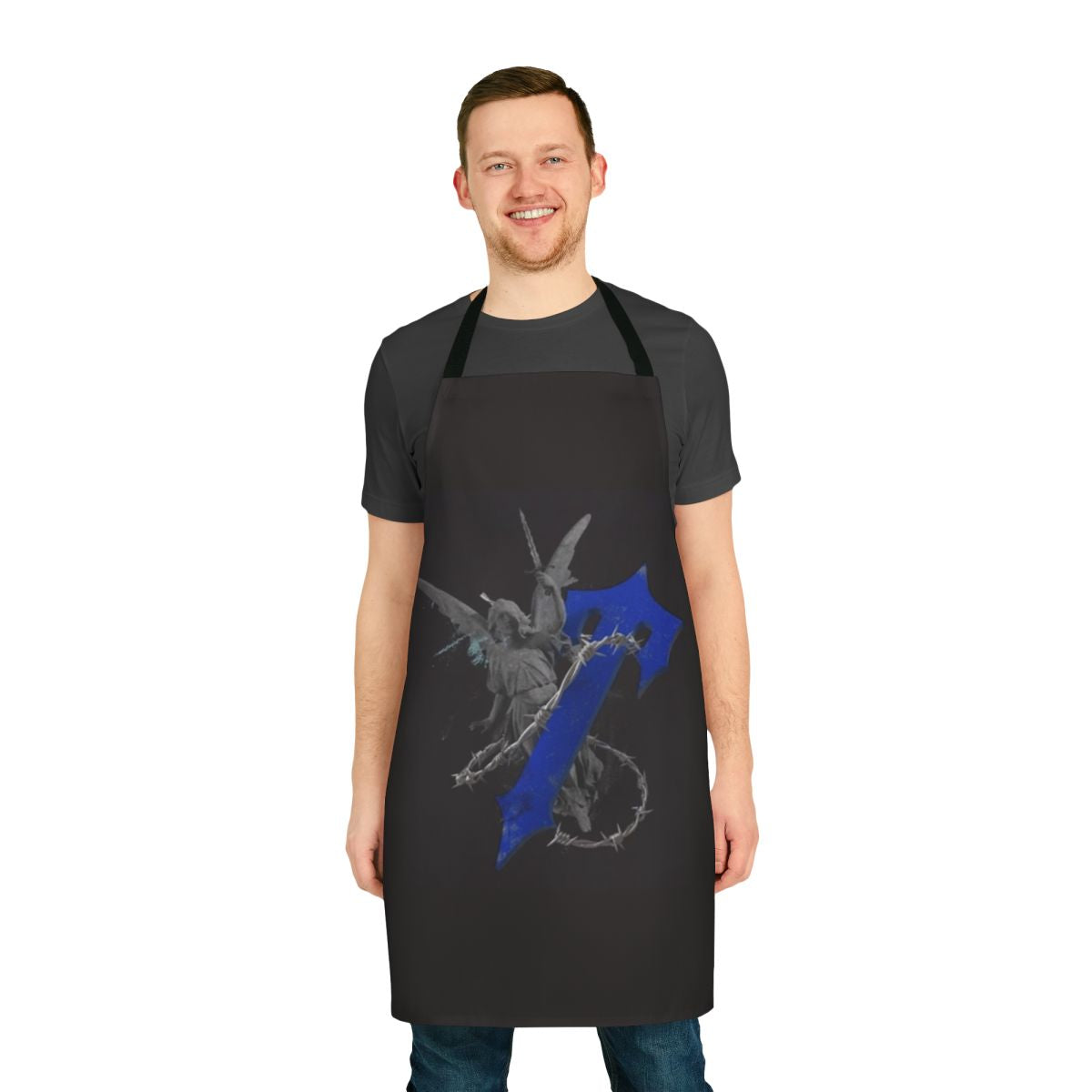 Trapstar-inspired angel apron with vibrant London grime-style design
