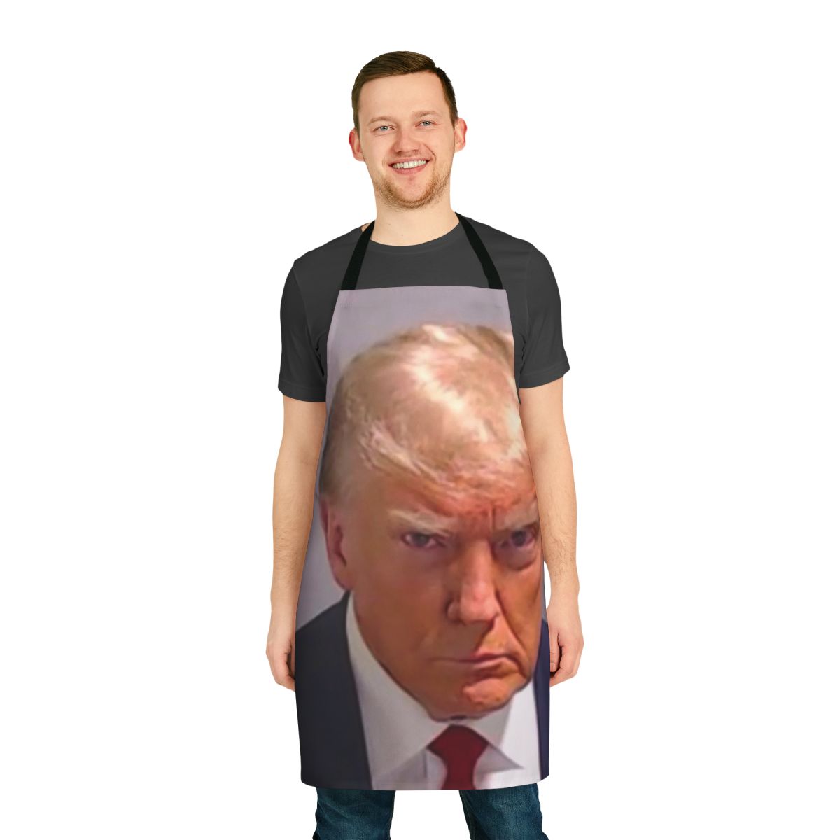 Trump Mugshot Inspired Apron - Parody Design for Political Protest and Humor