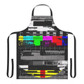 Graphically distressed and textured apron with a playful, retro-inspired glitch design.