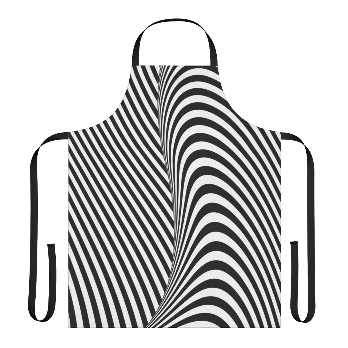 Stylish optical illusion wave design apron in black and white