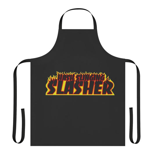 Apron with a graphic of the "Hash Slinging Slasher" from Spongebob Squarepants, featuring the Thrasher logo and an aesthetic, meme-inspired design.