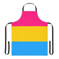 Tri-color design LGBTQ+ pride apron with pink, yellow, and blue colors