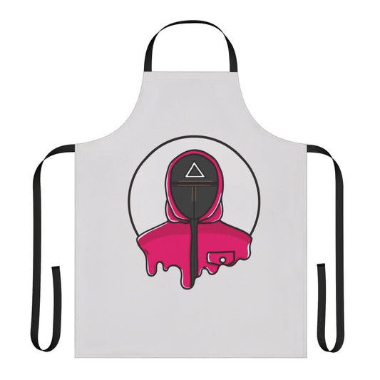 Triangle-shaped apron with Squid Game-inspired design