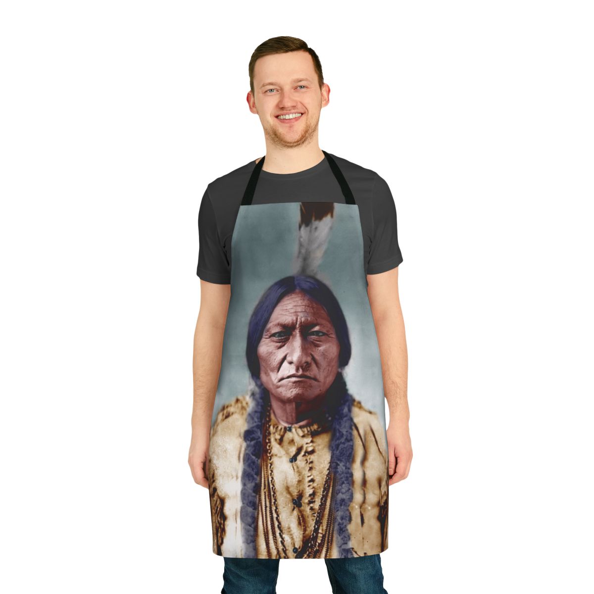 Sitting Bull tribal apron featuring traditional Native American art and design