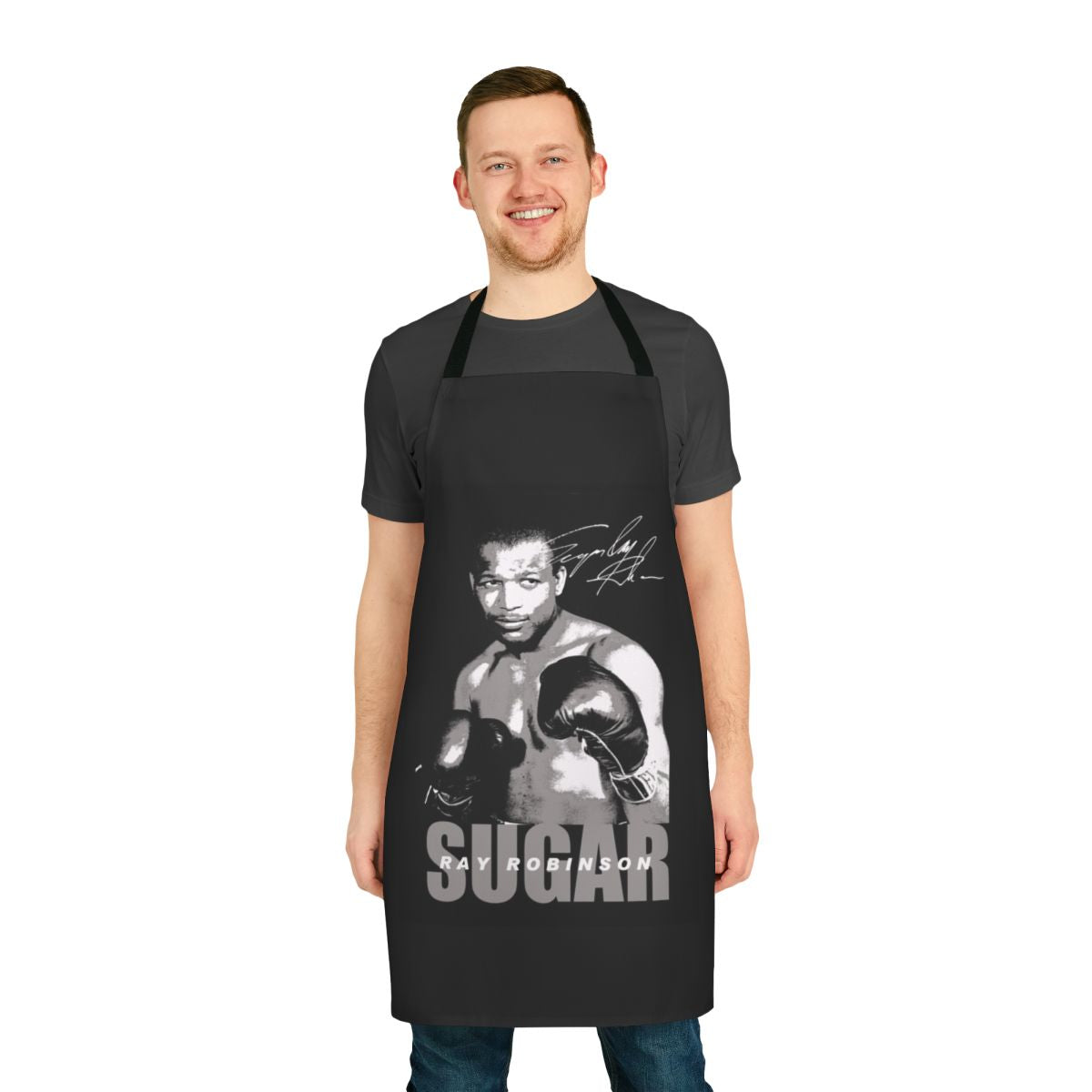 Sugar Ray Robinson Tribute Apron with Boxing Gloves and Championship Belt