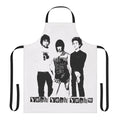 Yeah Yeah Yeahs band logo stencil design on a black cooking apron