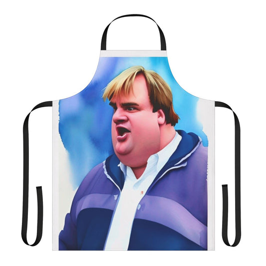 Apron featuring iconic Chris Farley characters from Saturday Night Live and movies