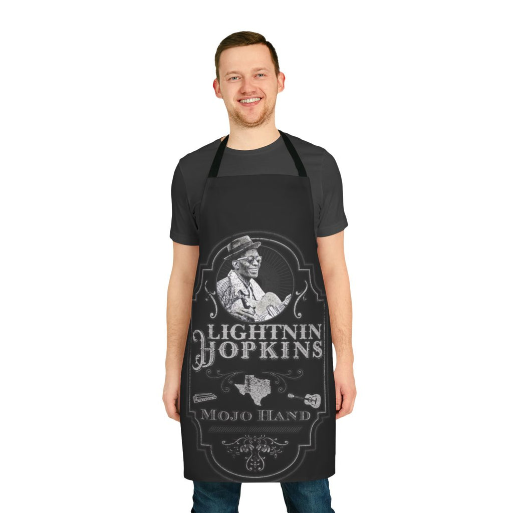Apron featuring the likeness of renowned Texas blues musician Lightnin' Hopkins