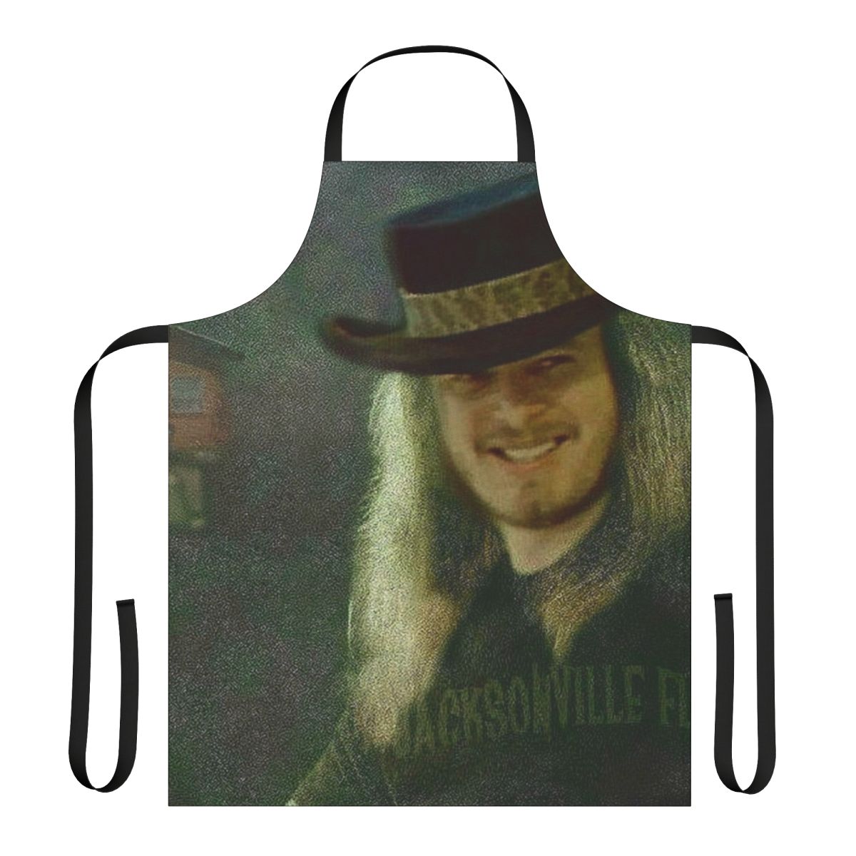 Apron featuring a tribute design to Ronnie Van Zant and the iconic Southern rock band Lynyrd Skynyrd
