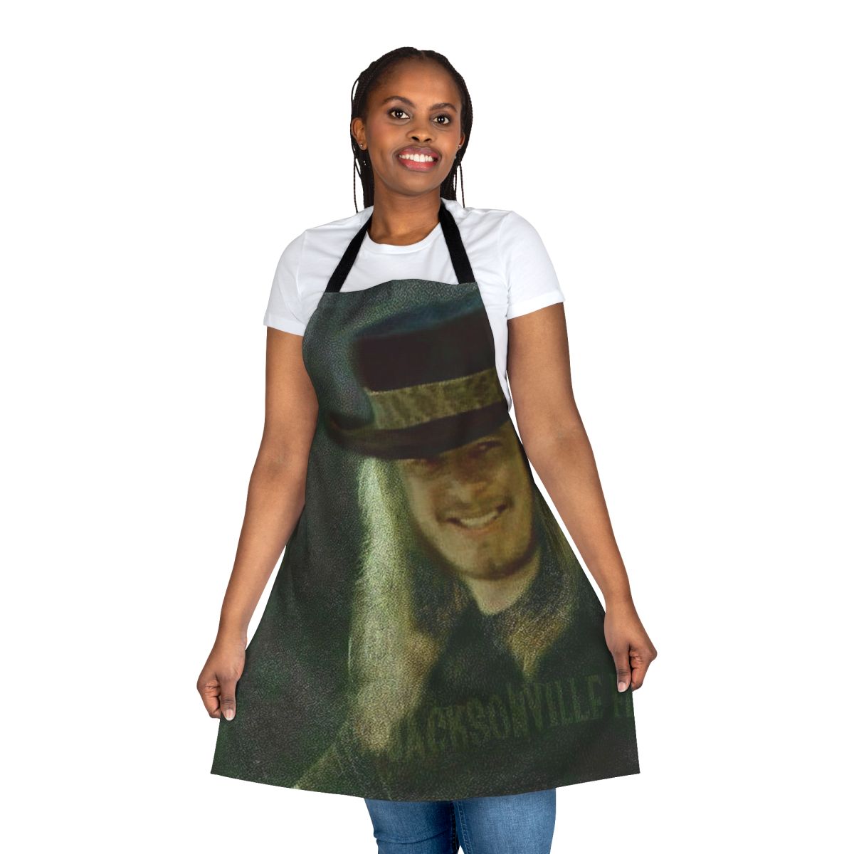 Apron featuring a tribute design to Ronnie Van Zant and the iconic Southern rock band Lynyrd Skynyrd