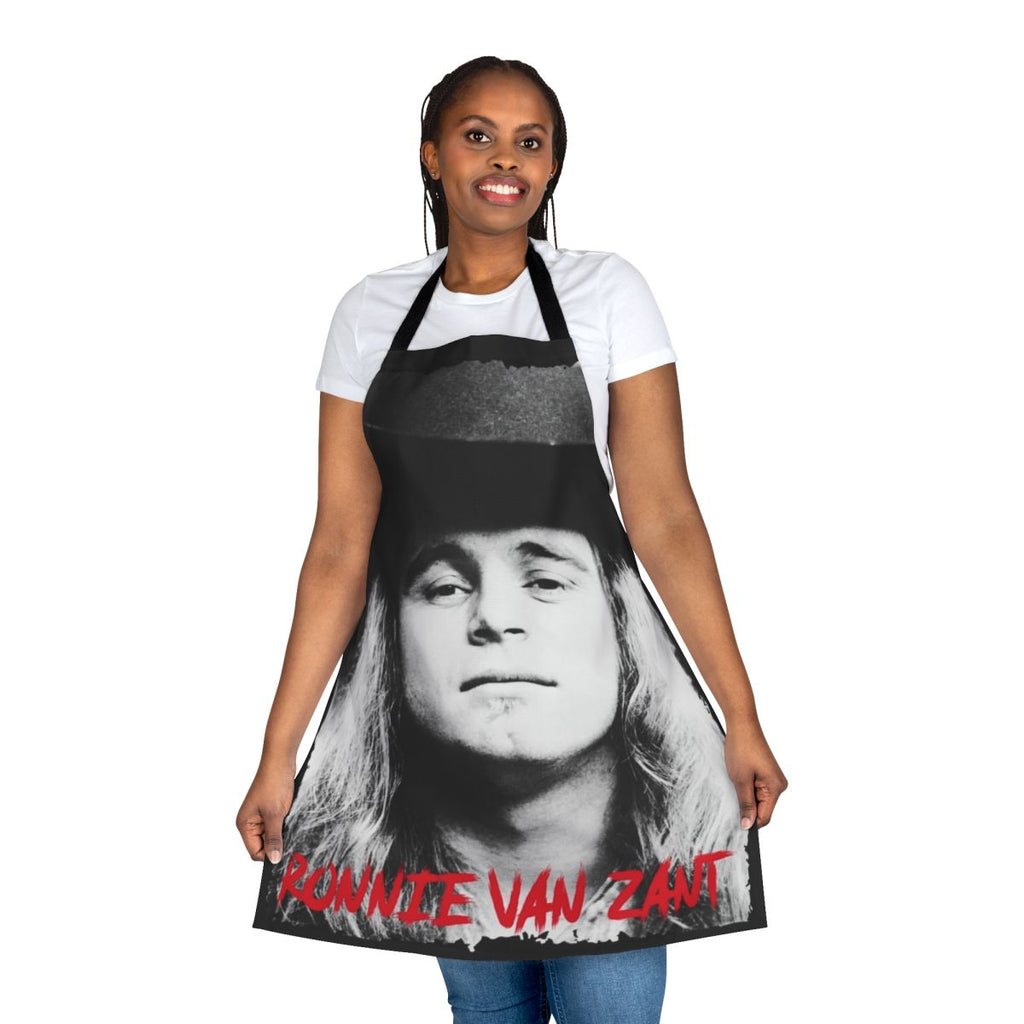 Apron featuring a tribute design to Ronnie Van Zant, the legendary lead singer of Lynyrd Skynyrd.