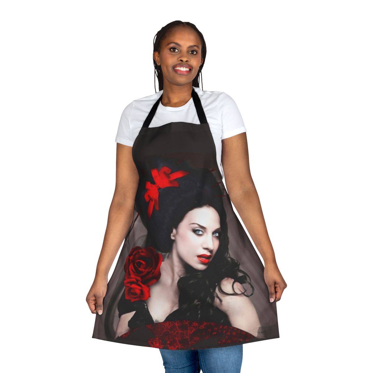 Apron featuring the image and name of popular singer Monica Naranjo