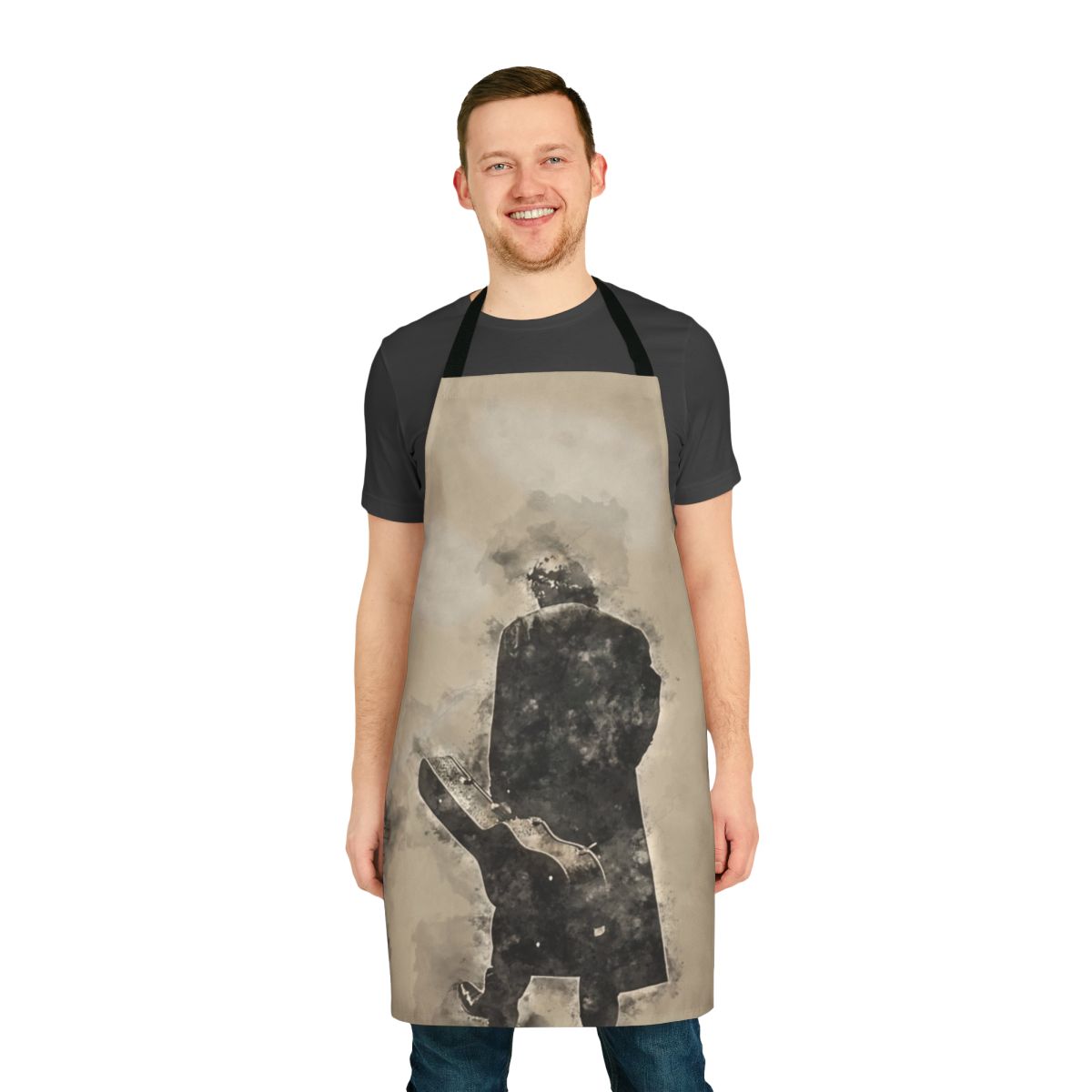Black apron with Johnny Cash "Man in Black" design