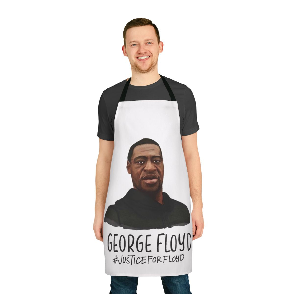 Apron with the message "Black Lives Matter" and an image supporting racial equality and social justice