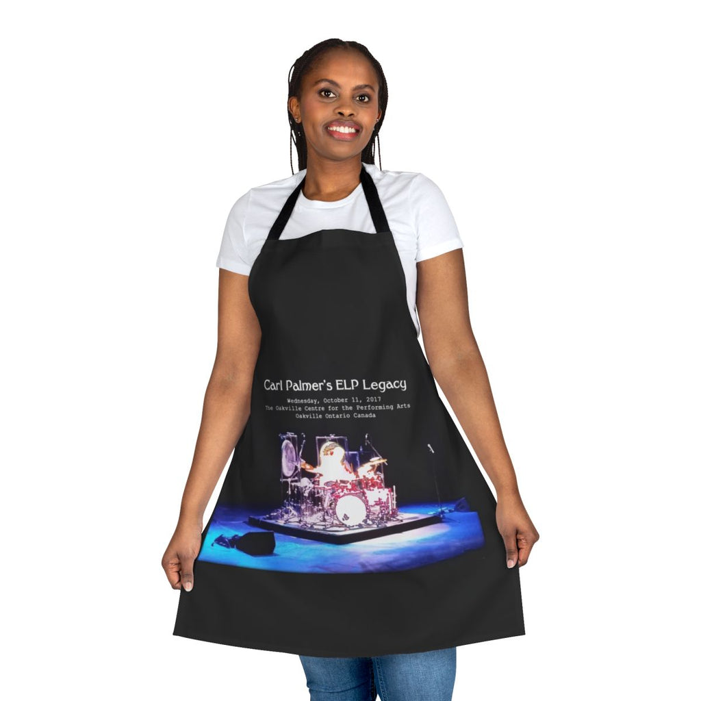 Apron featuring artwork inspired by the progressive rock band Emerson, Lake & Palmer and drummer Carl Palmer