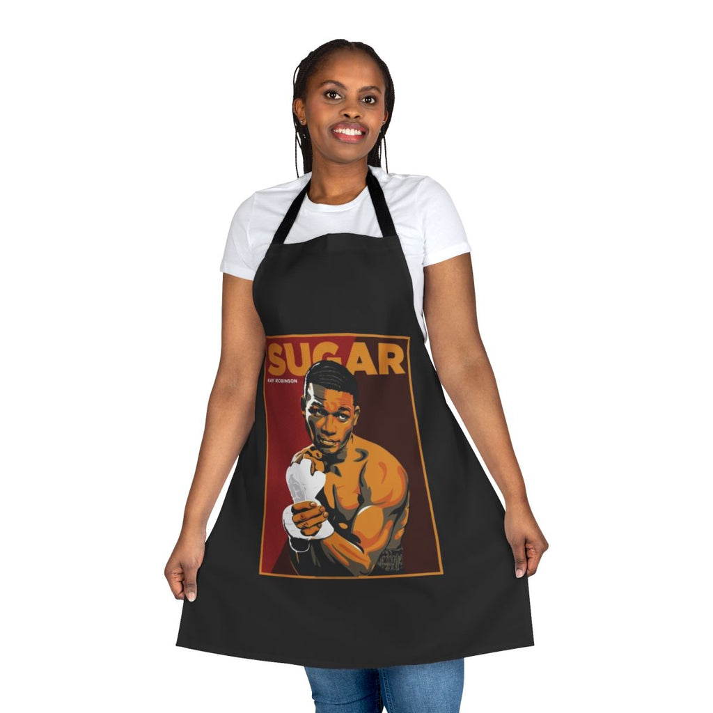 Apron featuring the iconic sugar ray robinson boxing design