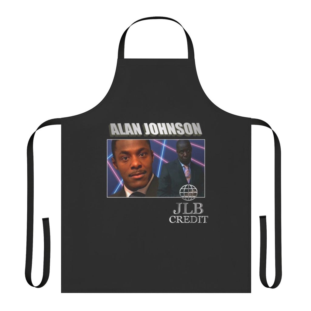 Apron featuring a tribute design to the character Alan Johnson from the popular 90s comedy TV show Peep Show.