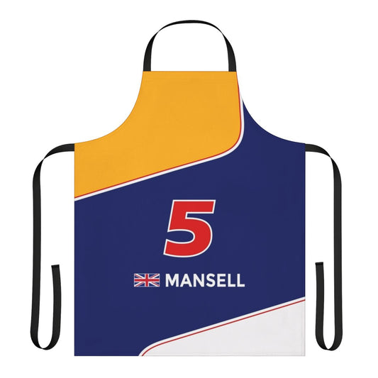 Motorsports apron featuring Formula 1 legend Nigel Mansell's iconic racing number and colors