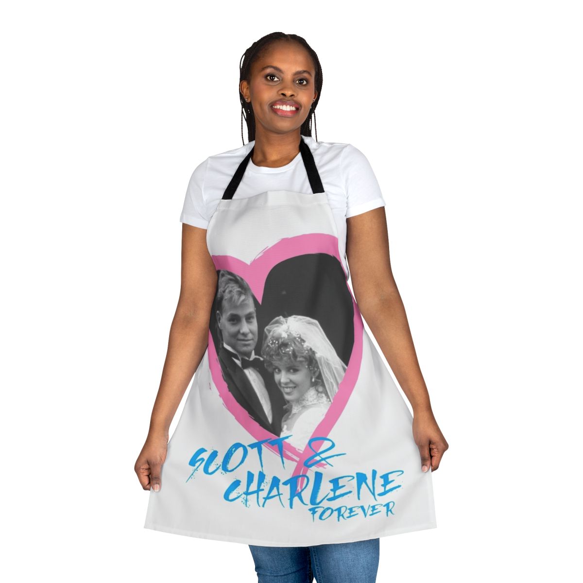 Apron featuring the iconic Neighbours couple, Scott and Charlene