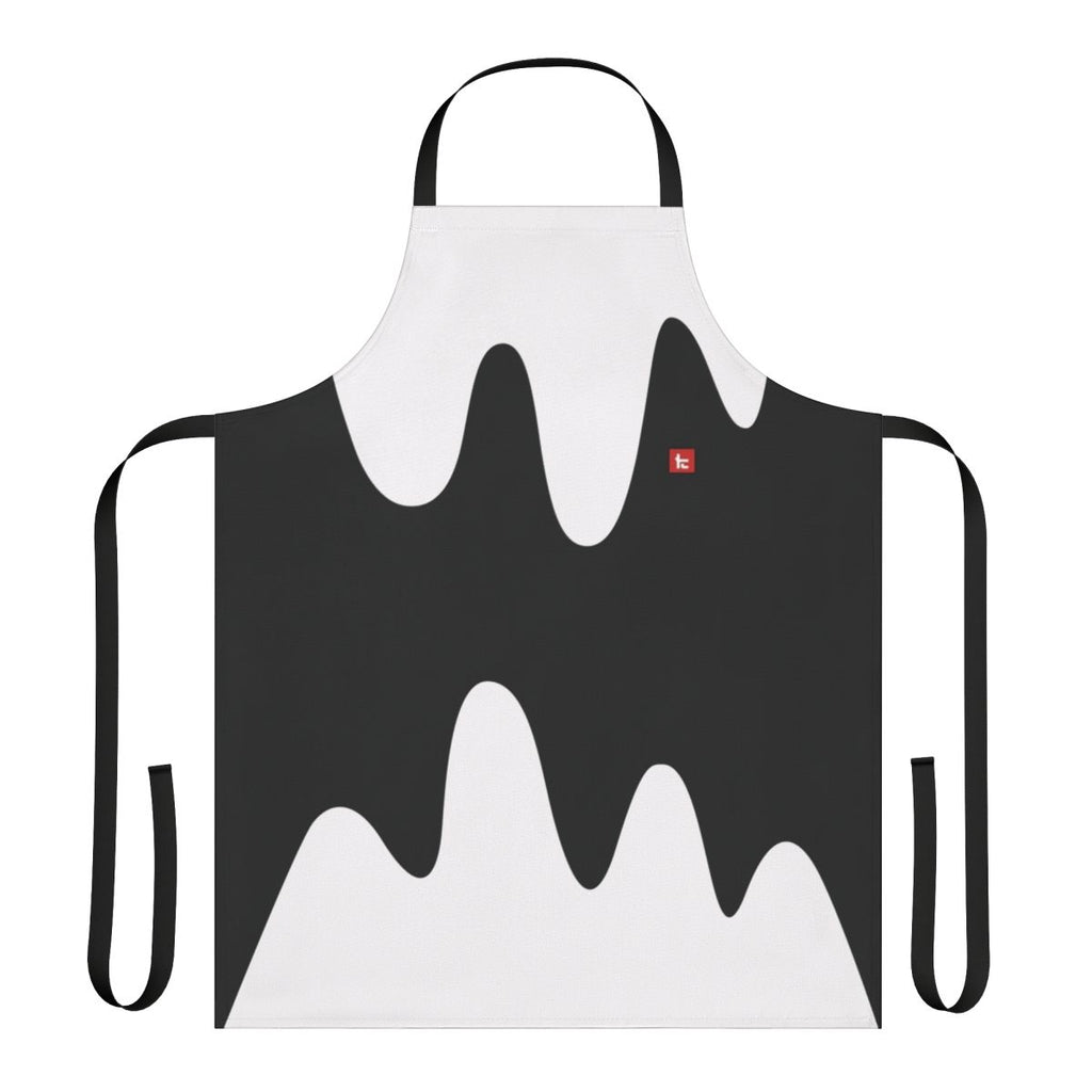 Tricolor black, red, and white apron with squid and contrast design inspired by the Splatoon video game series