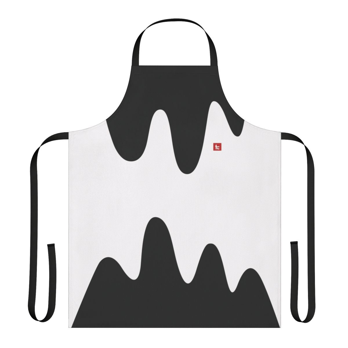 Kensa-inspired tricolor apron with black, red, and white design featuring Splatoon 2 elements