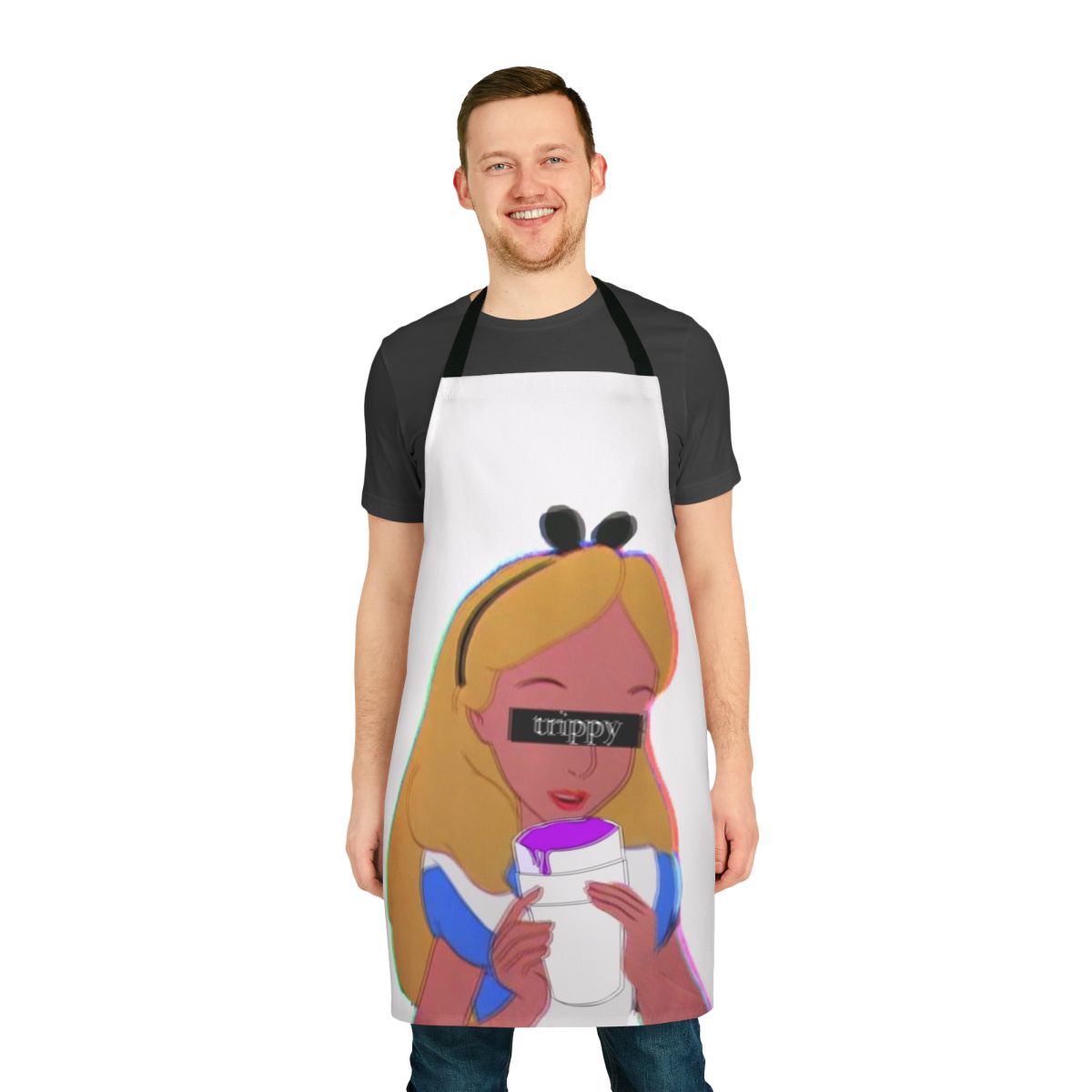 Trippy Alice-Inspired Apron featuring surreal, psychedelic designs