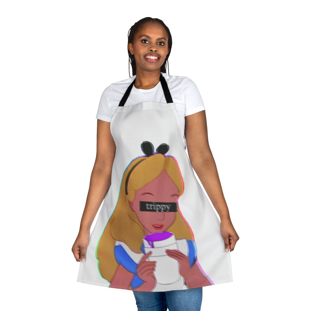 Trippy Alice-Inspired Apron featuring surreal, psychedelic designs