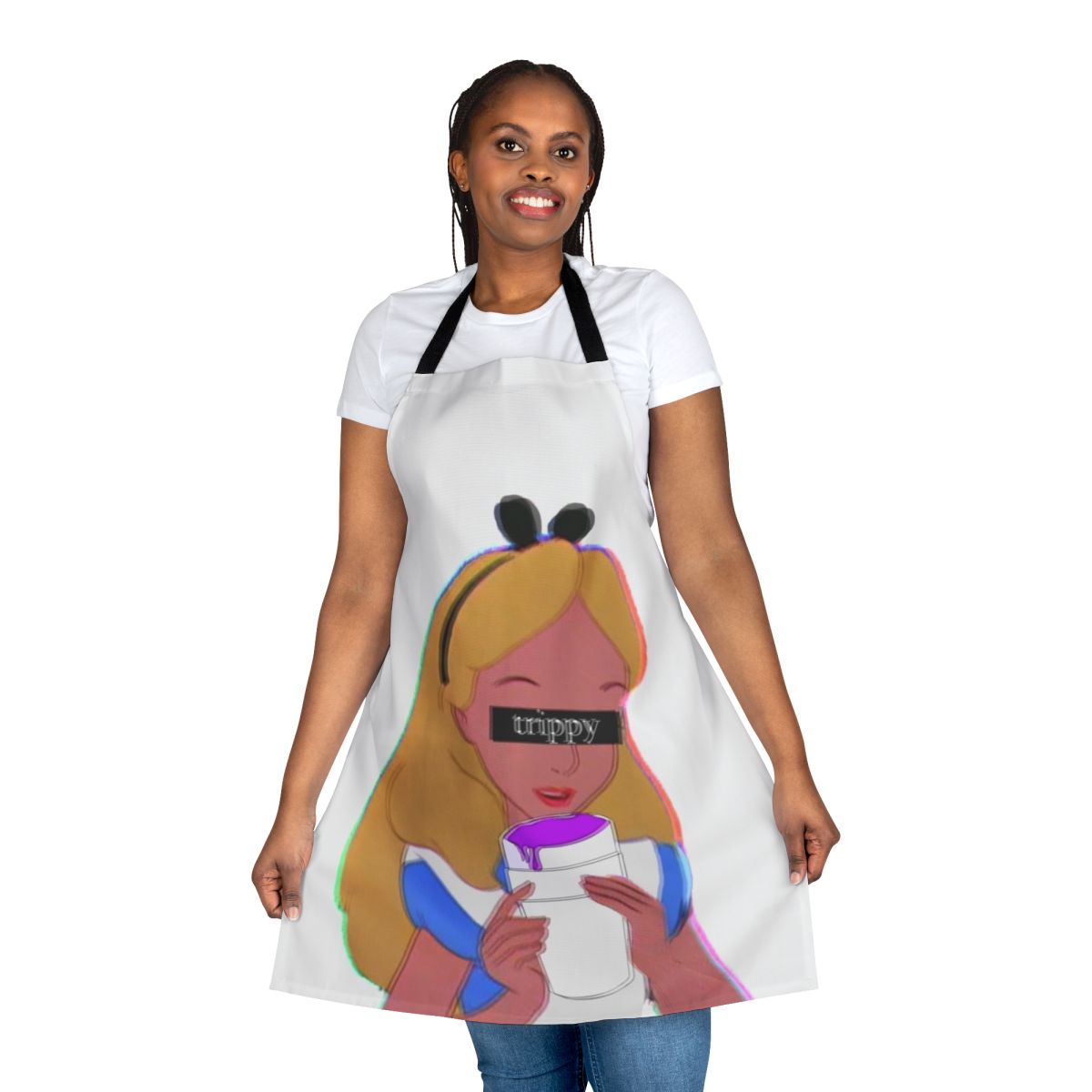 Trippy Alice-Inspired Apron featuring surreal, psychedelic designs