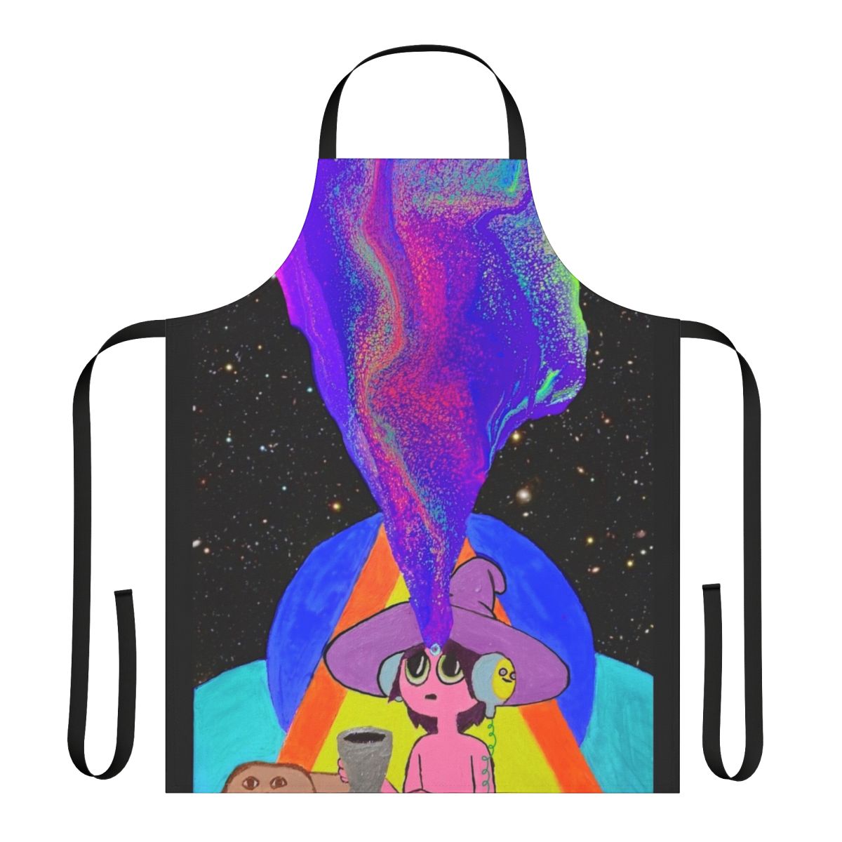 Trippy and psychedelic apron design inspired by the Midnight Gospel animated series